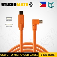 CLEARANCE STUDIOMATE USB Type C to Micro USB Right Angle Orange Cable Connector 5 meters 5m