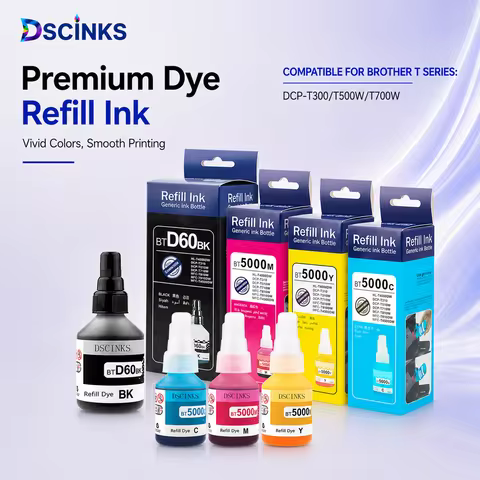 For Brother D60BK BT5000 Refill Dye Ink For Brother DCP-T300 T500W T700W Printer
