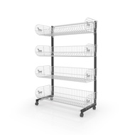 kefva ชั้นตะกร้ามินิมาร์ท 3-5 ชั้น หน้าเดียว มีล้อ กว้าง 120 cm รุ่น Pony (แบบมีคาน ถอดได้) เชลฟ์วาง