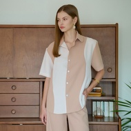 Parachuteshop - CURL shirt เสื้อเชิ้ตทรง oversize ตัดต่อดีเทลโค้ง curve