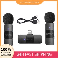 [Ready Stock]BOYA BY-V2 One-Trigger-Two 2.4G Wireless Microphone System Clip-on Phone Microphone Omnidirectional Mini Lapel Mic Auto Pairing Smart Noise Reduction 50M Transmission