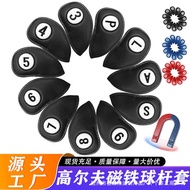Golf Club Cover Magnet Closing Iron Club Cover 11pcs Set Club Head Cover PU Club Protective Cap Cove