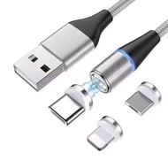 สายชาร์จแม่เหล็ก 5 แอมป์ สำหรับมือถือ  Lightning Micro USB Type C หมุนได้ 360 องศา (สำหรับมือถือทุกรุ่น )