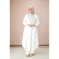 BLOUSE MUSLIMAH LABUH BLOUSE COTTON SULAM BUNGA FULL BUTTON BREASTFEEDING FRIENDLY