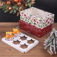 Christmas Cupcake Packaging Box Cupcake Box Window Transparent Mousse Dessert Packaging Box Egg Tart
