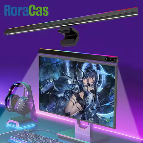 Aluminium Desk Lamp Eye-Care Hanging RGB LED Light 55-42cm Computer Monitor Screen Light Bar Music S