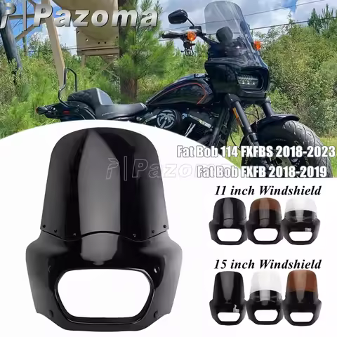 Front Mask Headlight Windshield Mask Cover For Harley Fat Bob FXFB 114 FXFBS Motorcycle 48-55mm Fork