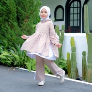 Latest Setiam Anaj Ramadhan Eid Clothing 2026 Muslim Amak Suit for Middle-aged Girls Tops and Bottom