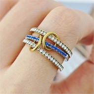 Minimalist Designer Spinelli Rings For Women Full CZ Double Color Stainless Steel Ring Stack Set Fin
