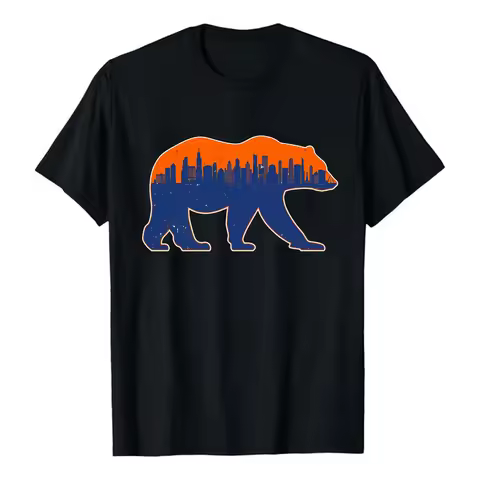 100% Cotton Unisex Football Bear Pride Tee, Chicago City Graphic Sport Lover Tee, Team Fan Gift Merc