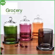 GROCERY LIFE 8 Colors Glass Storage Jar Food Plant Display Glass Glass Candle Cover DIY Making Eternal Life Flower Cloche Dustproof Jar Bedroom Decoration