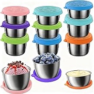 2 Sizes Salad Dressing Container to Go,Leakproof Condiment Containers with Lids Reusable Stainless S
