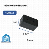 ⟬aga.alumglass⟭ 100pcs 030 @ 3/4" x 1-1/4" PVC Hollow Bracket for Aluminium