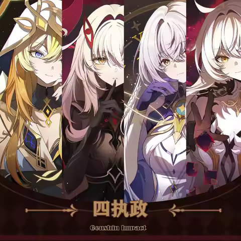 Genshin Impact colleagues Rhinedottir Ronova Istaroth Asmoday ambitus instant camera badge coloured 