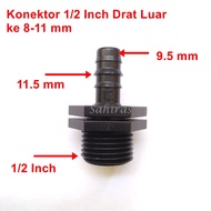 1/ 2 inch External Thread Connector to 8 x 11mm Hose (3/ 8 In) Straight Reducer Connector
