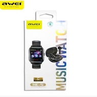 Awei HE-5 TWS Earbuds Smart Watch 2 in 1 Set Music Watch Set Earphone Smart Watch Awei Sport Combo S