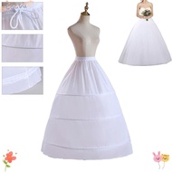 CACTU Underskirt Crinoline, White Long Petticoat, 3-Hoops Underskirt