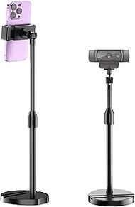 LenTok Telescopic Webcam Tripod Stand for Desk with Phone Holder, Desktop Webcam Mount Compatible wi