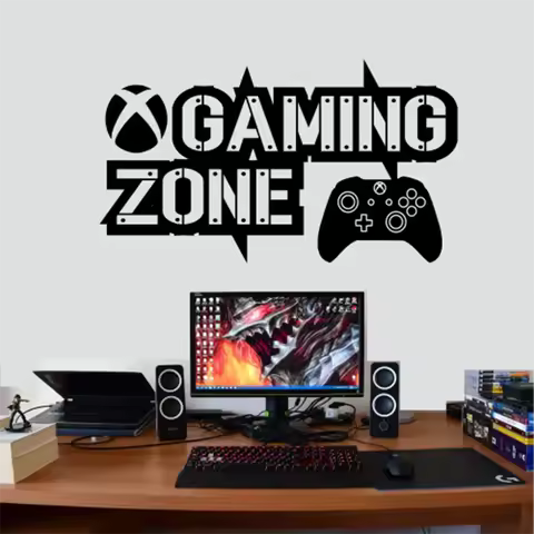 X-box Gamer Gaming Zone Controller Wall Decal Kids Room Decoration Art Vinyl gift Sticker Game Room 