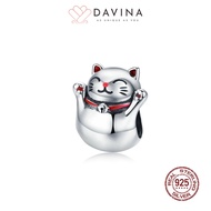 DAVINA Maneki Neko Charm Sterling Silver 925 - Beads Bracelet Women Silver S926 Cat Beads