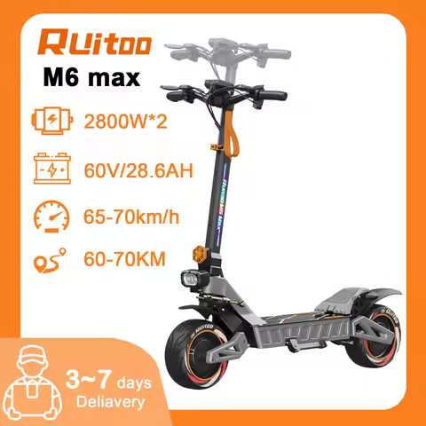 Ruitoo M6 max electric scooter, 2800*2 dual power motor, 60V 28.6Ah Large capacity lithium battery, 