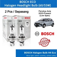 Perodua Axia 2023-Present (Low Spec)~ Sepasang 12V 3000K BOSCH 60/55W ECO HALOGEN BULB Lampu Mentol 