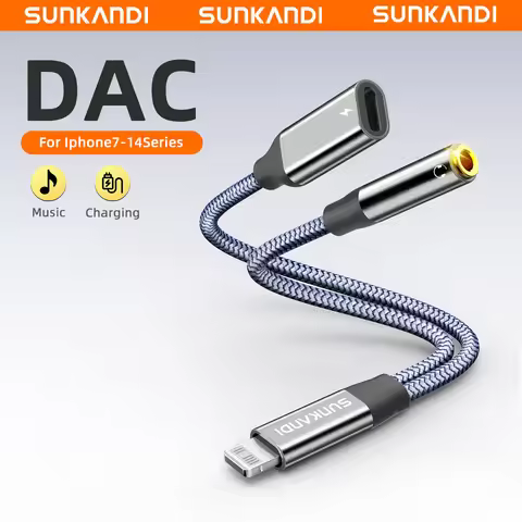 SUNKANDI 2 in 1 Dongle Adapter,Lightning to 3.5mm Headphone and Lightning to dual Lightning Audio an