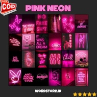 [Buy 2 Free Gold] (16PCS) A5 Size Aesthetic Poster | Neon Pink Poster | Light Pink Poster | Room Dec