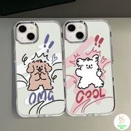 COD-Puppy Case For iPhone 7 8 X 11 12 13 14 15 TPU Phone Transparent Metal Photo Frame Models Couple