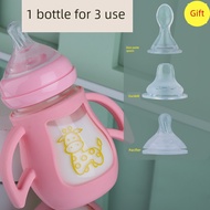 botol susu milk bottle Glass Baby Bottle Newborn Baby Lying Drinking Baby Anti-colic Shock-resistant
