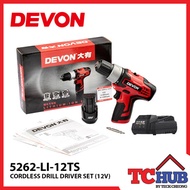 Devon 5262-LI-12TS Cordless Drill Driver Set (12V) Varaible Speed Control w/ 2 Battery and 1 Charger