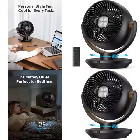 11-Inch Oscillating Desk Fan with Remote, 60ft Airflow, 4 Speeds, 8H Timer, Quiet Operation for Bedr