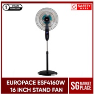 EUROPACE ESF4160W 16 INCH STAND FAN WITH TIMER &amp; REMOTE. Safety Mark Approved. 1 Year Warranty.