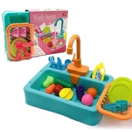 Children's wash basin toy with circulating water, play house toy
