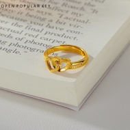 OPK Open Ring For Women Stainless Steel Adjustable Size Casual Fashion Gold Love Ring With Box Acces