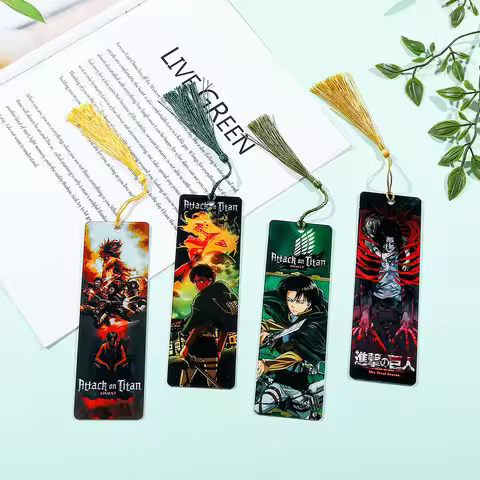 Anime Attack on Titan Book Mark, Acrylic Book Mark with Tassel for Fan Collection Christmas Gift Rea