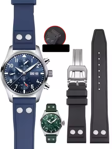 20mm 21mm 22mm Nature Soft Fluororubber FKM Rubber Watchband For IWC Strap Big Pilot Portofino TOP G
