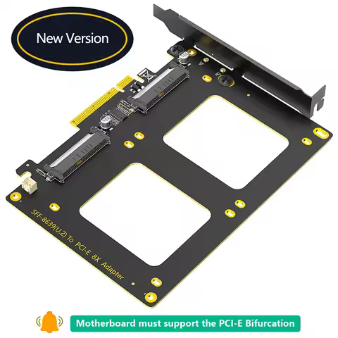 Dual U.2 SSD to PCIE 4.0 X8 Adapter U2 SFF-8639 to PCI Express 8X Expansion Card Motherboard PCIe Bi