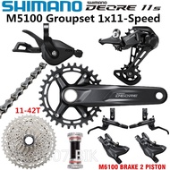 ☯SHIMANO DEORE M5100 Groupset MTB Bike 1x11-Speed 51T M5100 MT510 Crankset 30T 32T 34T 170/175MM M51