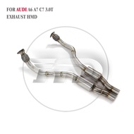 HMD Stainless Steel Exhaust System Performance Catback For Audi A6 A7 C7 3.0T Second Pipe With Reson
