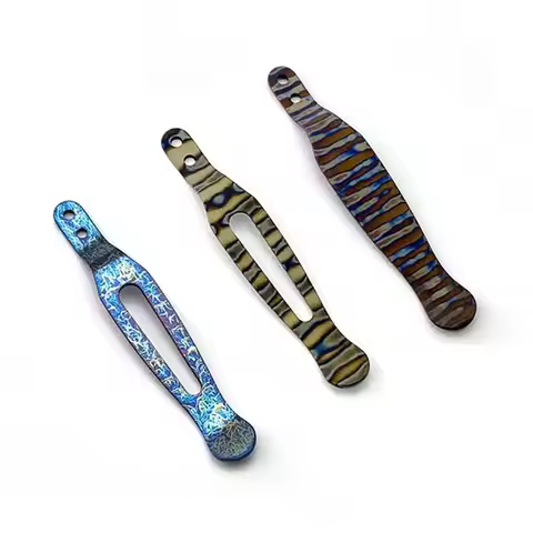 NEW Custom Flame Tiger Pattern Titanium Pocket Clip Back Clamp For Genuine Rick Hinderer XM-18 XM18