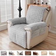 1Seater Recliner Sofa Covers Flannel Plush Armchair Slipcovers with Pockets Relax Recliners Sofa Mat