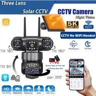 Three Lens Solar CCTV Camera 4G Sim/Wifi Outdoor Waterproof Two-Way Voice Night Vision V380 Pro