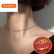 silver original italy 925  Silver Colour Sparkling Clavicle Chain Choker Necklace Collar For Women F