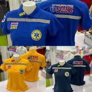 (รุ่นใหม่)เสื้อโปโล 1669 EMS กู้ชีพ กู้ภัย แถบเรืองแสงหน้า-หลัง