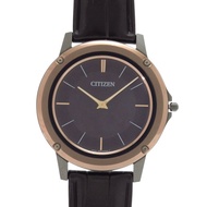 成色極佳的西鐵城光動能腕錶 AR5025-08E 不鏽鋼鱷魚皮黑色錶盤腕錶 0046 [二手] 西鐵城