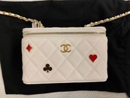最新款Chanel vanity case white poker 白色荔枝皮長盒子