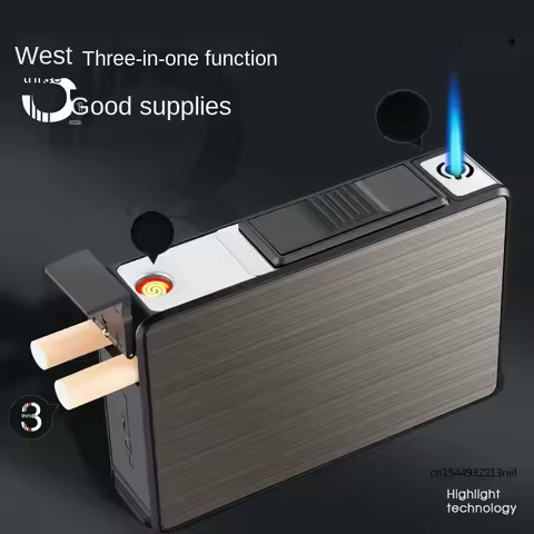 2024 Multifunctional Gas and Electric Cigarette Case Lighter Portable Lighter Men's Tools Ordinary C