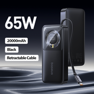 Baseus 65W Power Bank 20000mah ธนาคารพลังงาน External Battery Fast Charging with Built-in Retractabl