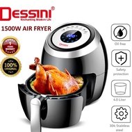 DESSINI 1500W 4.0L Electric Air Fryer | Airfryer Tanpa Minyak 0-200°C Timer 30min | Non-Stick Detach